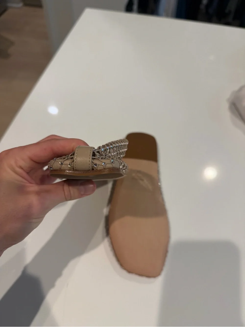 Christopher Esber Nude Crystal Mesh Flats